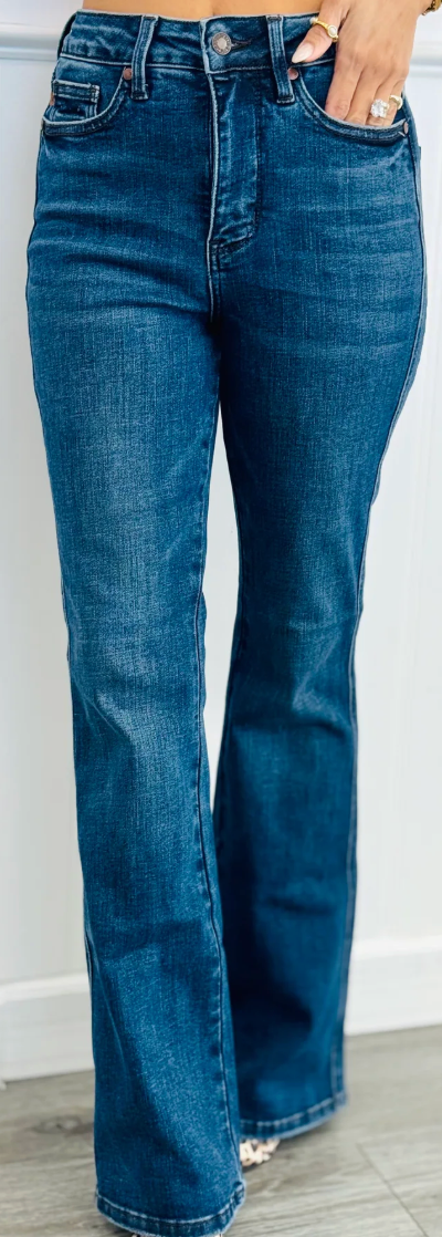 Judy Blue High-Waisted Bootcut Jeans with Tummy Control – Dark Wash