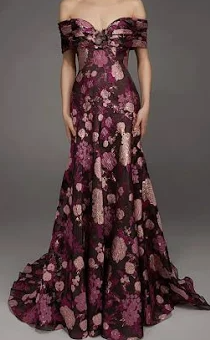 Alyce Paris Off-Shoulder Sweetheart A-Line Gown with Sweep Train, Size 8