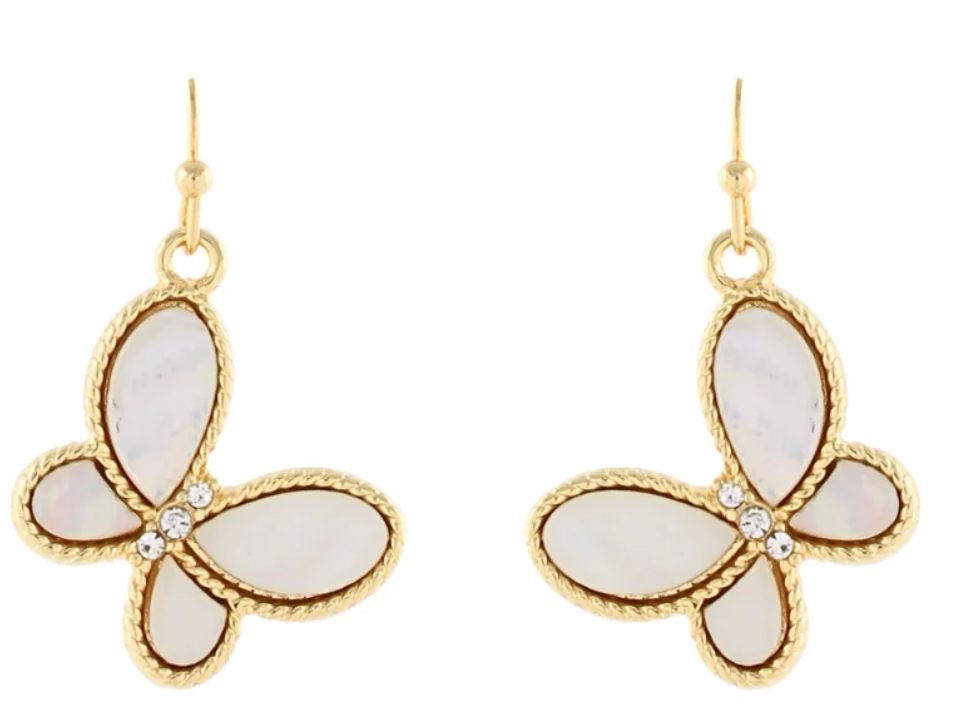 Butterfly Drop Earrings in Gold