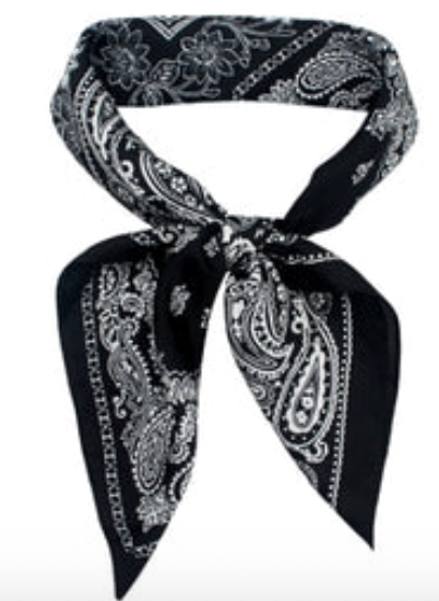 Black & White Paisley Block Print Silk-Feel Scarf