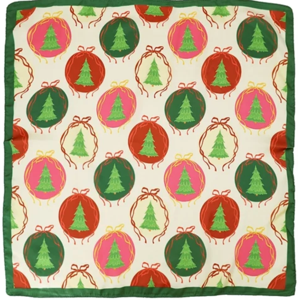 Holiday Ornament Print Bandana Scarf