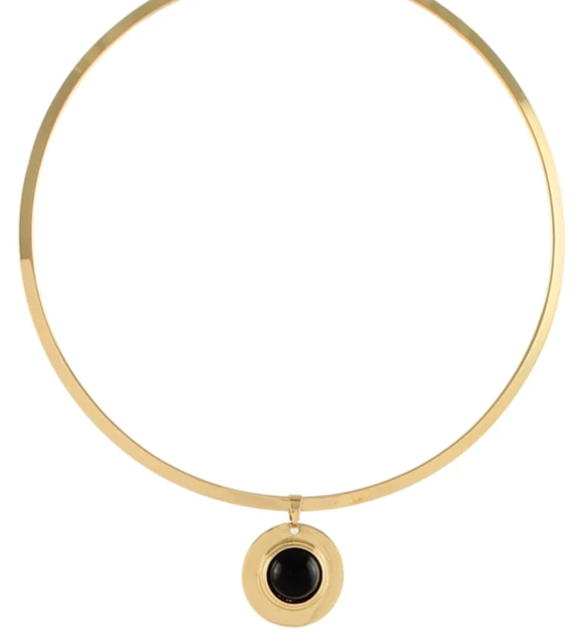 Framed Dome Stone Wire Choker | Gold & Black Collar Necklace