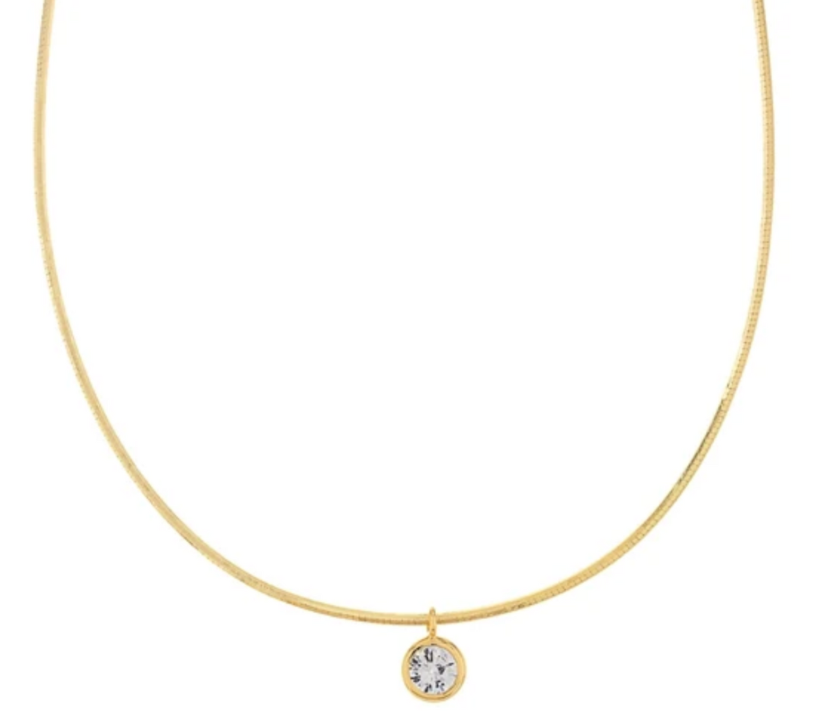CZ Wire Necklace | Gold Dipped Solitaire Pendant Necklace