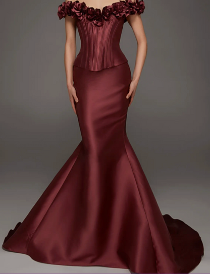 Alyce Paris Mother of the Bride Gown – Wine Off-the-Shoulder Mermaid, Size 10