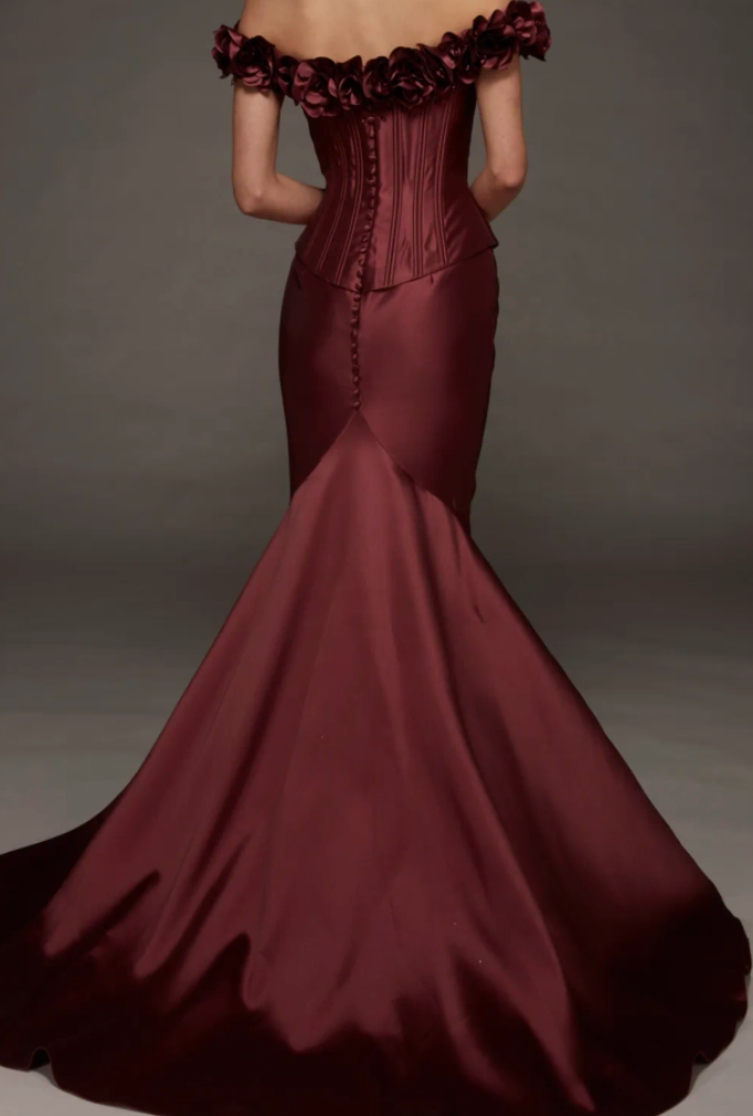 Alyce Paris Mother of the Bride Gown – Wine Off-the-Shoulder Mermaid, Size 10