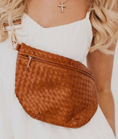 Westlyn Woven Bum Bag, Black, Brown, B/W Checkered with Strap