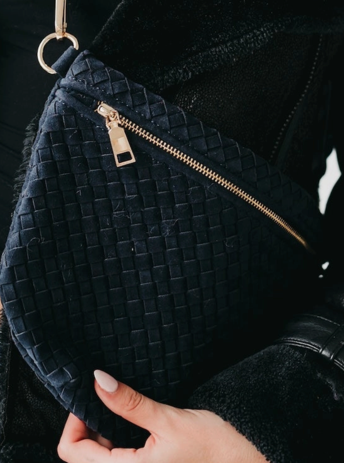 Westlyn Suede Bum Bag, Navy, with Strap