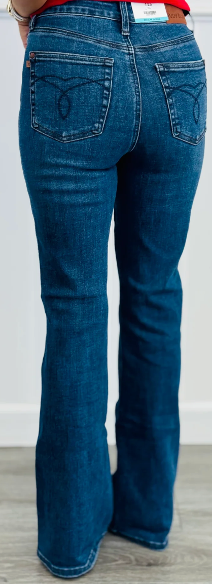 Judy Blue High-Waisted Bootcut Jeans with Tummy Control – Dark Wash