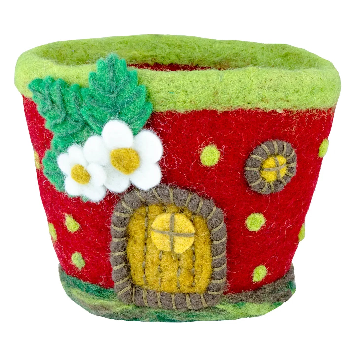 Hand-Felted Cottage Planter Pot | Fits Up to 5.5" Plant | Handmade in Nepal