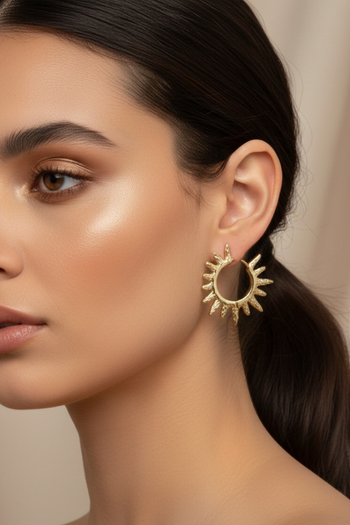 Golden Sunburst Hoop Earrings