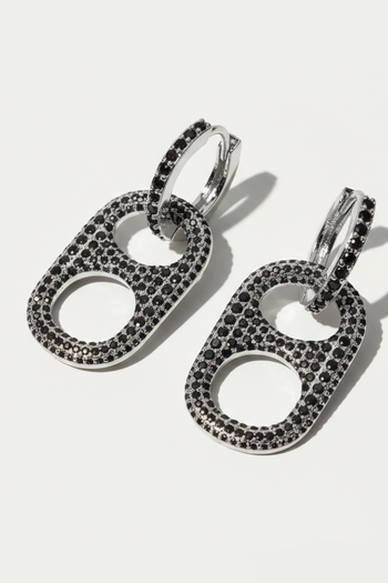 Hillbetty Poptab Huggie Hoop Sparkly Charm Drop Earrings