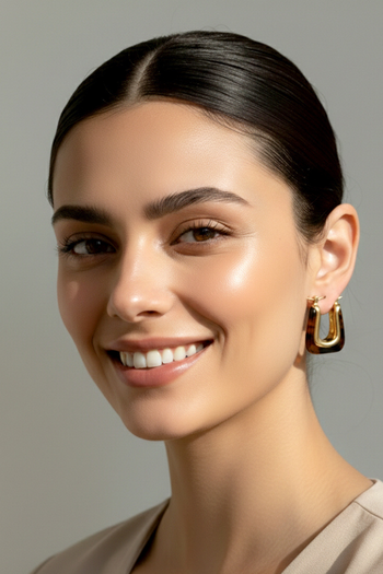 Verona Vintage Brown and Gold U-Shaped Drop Earrings