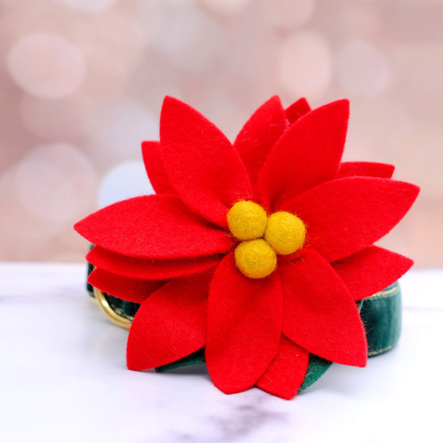 Poinsettia Holiday Dog Collar Flower
