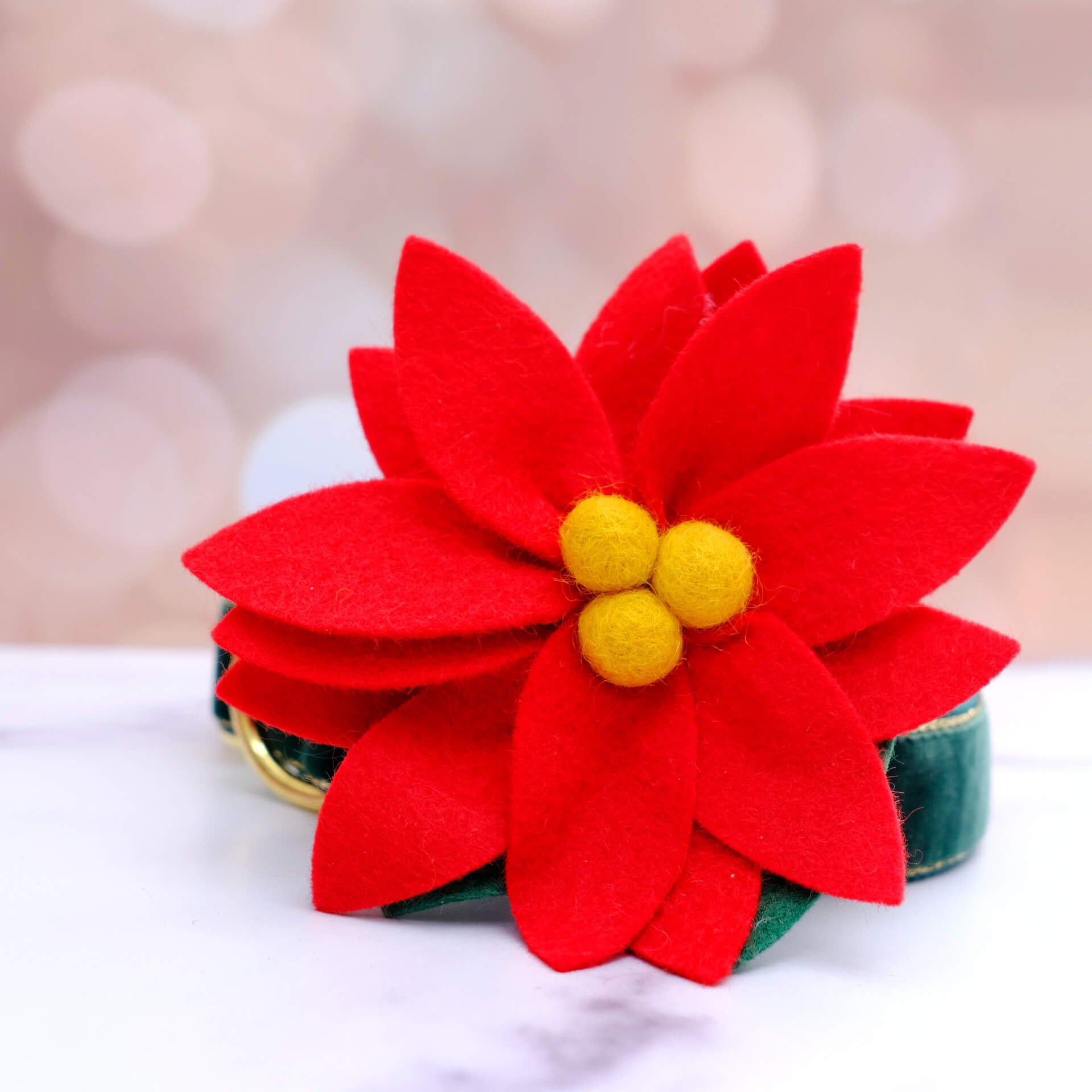Poinsettia Holiday Dog Collar Flower