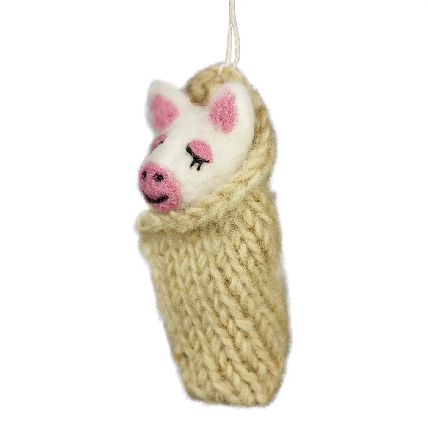 Hand-Felted Baby Pig Ornament | Fair Trade | 4"