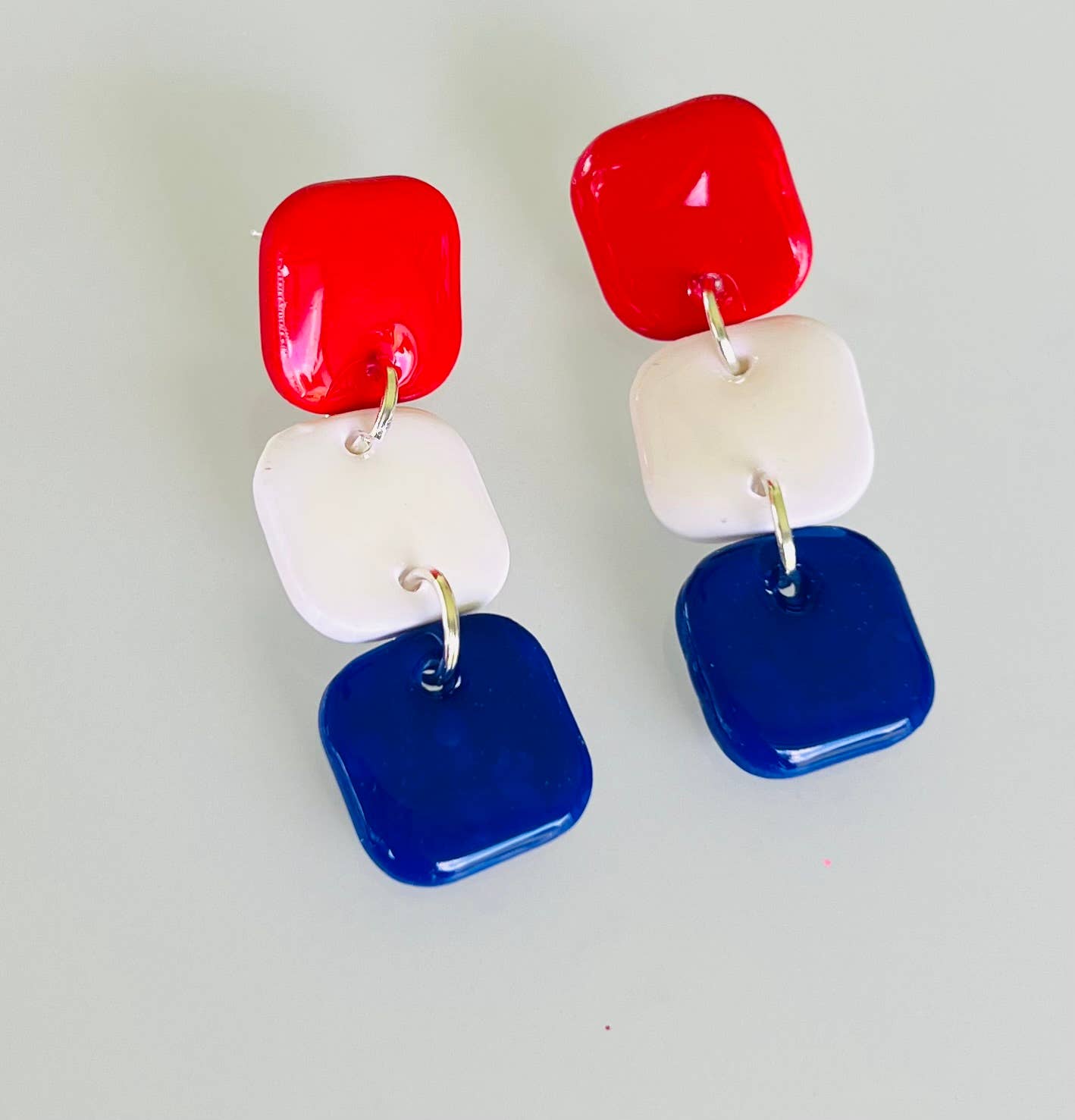 Red, White & Blue Dangle Earrings
