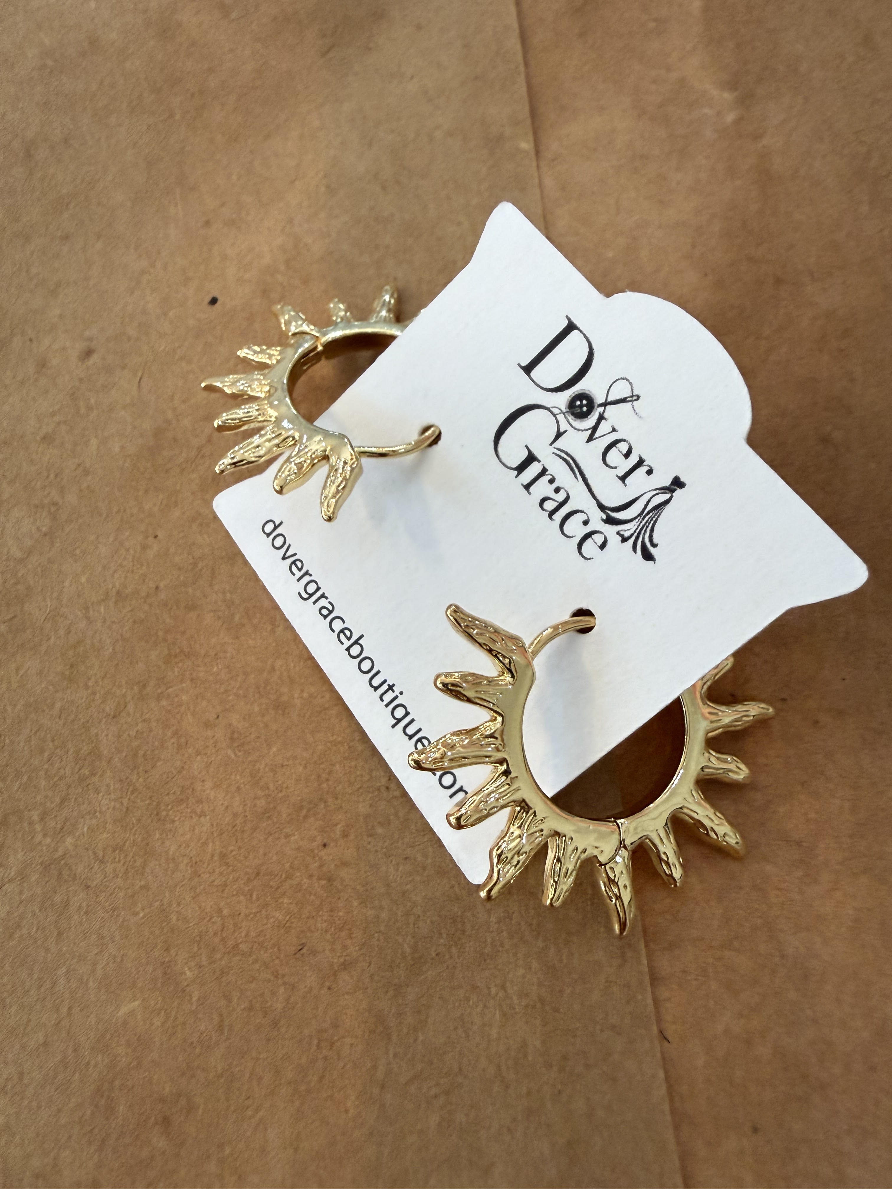 Golden Sunburst Hoop Earrings
