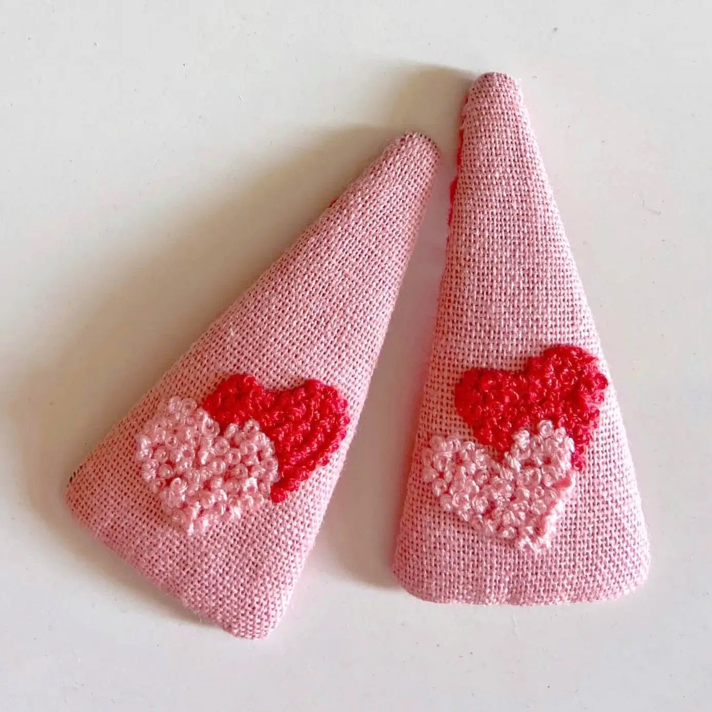 Double Heart Embroidered Hair Barrette (sold as 2 pack)