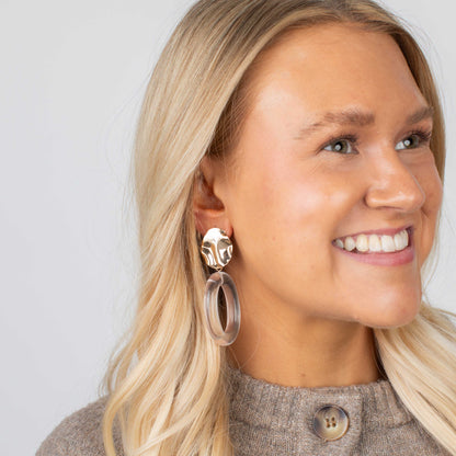 jBloom Madelyn Gold and Frosted Acrylic Drop Earrings