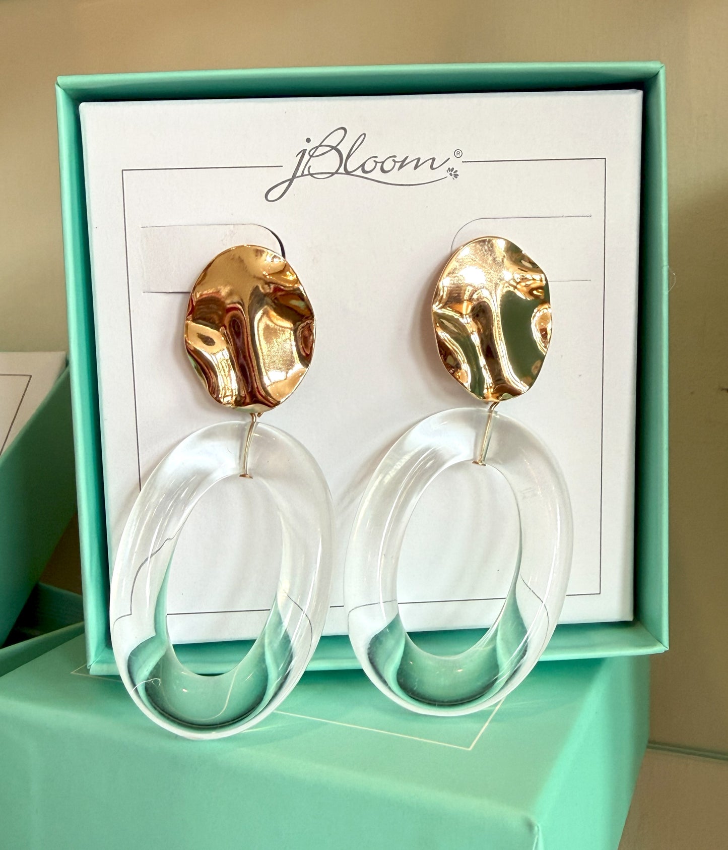 jBloom Madelyn Gold and Frosted Acrylic Drop Earrings