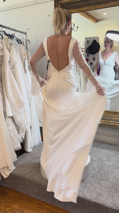 Elvira, Bell Sleeved Bridal Gown, Wedding Dress