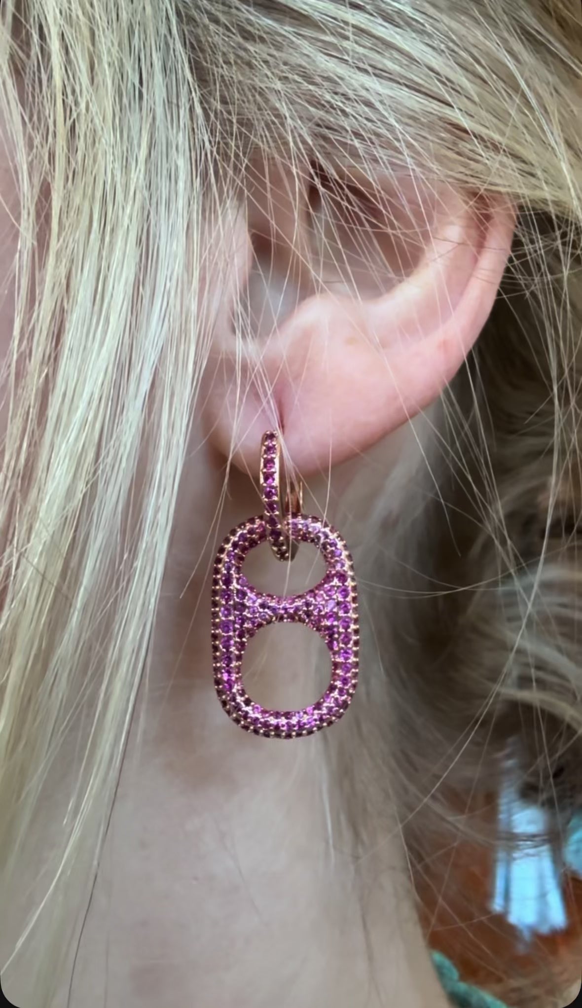 Hillbetty Poptab Earring - Silver/Black Sparkle