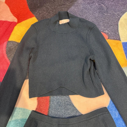 Fleur du Mal - Ribbed Knit Crop Top & Skirt Two-Piece Set