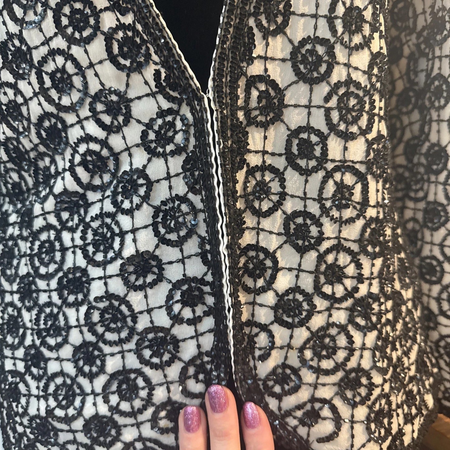 Vintage Niteline by Della Roufogali Beaded Silk Bolero Jacket