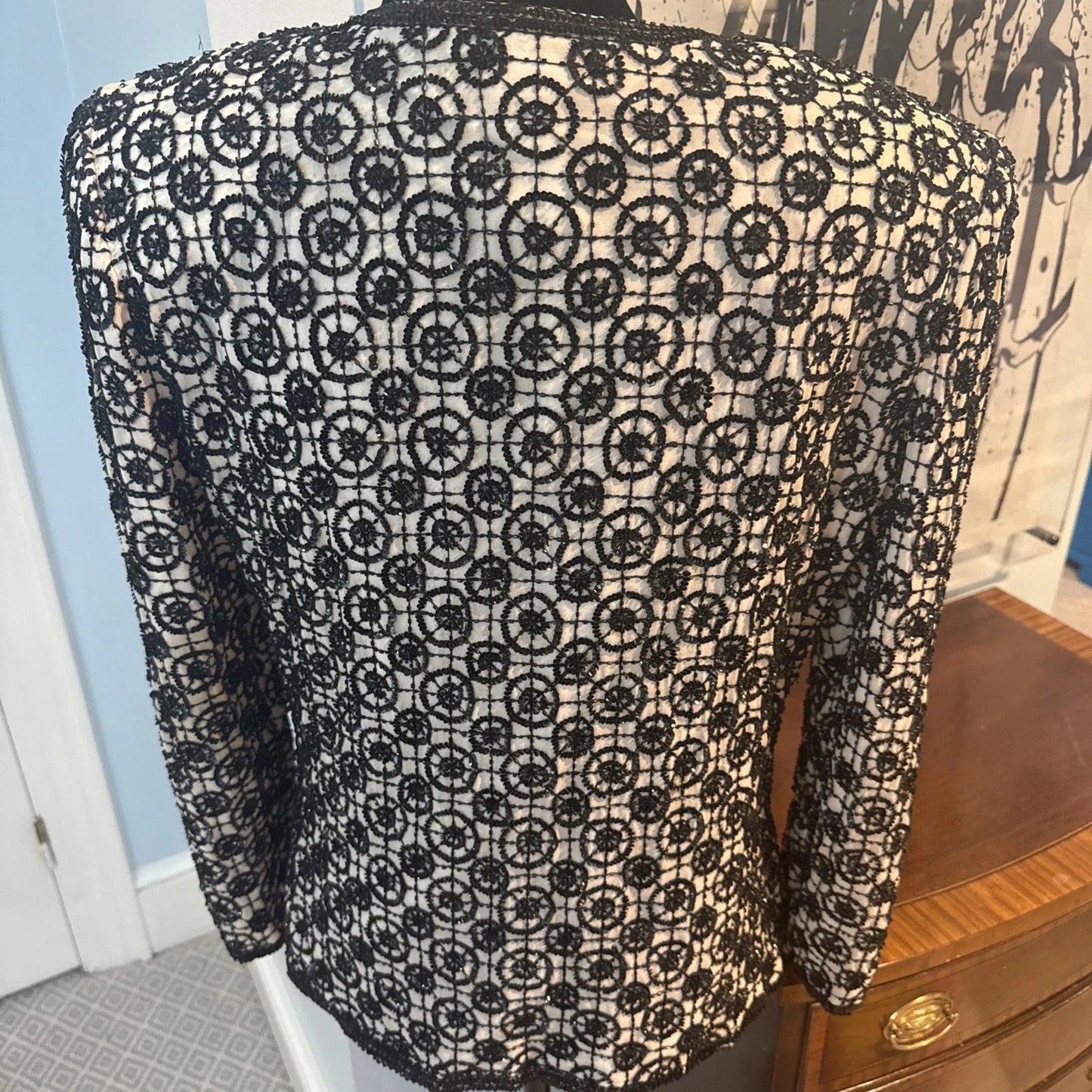 Vintage Niteline by Della Roufogali Beaded Silk Bolero Jacket