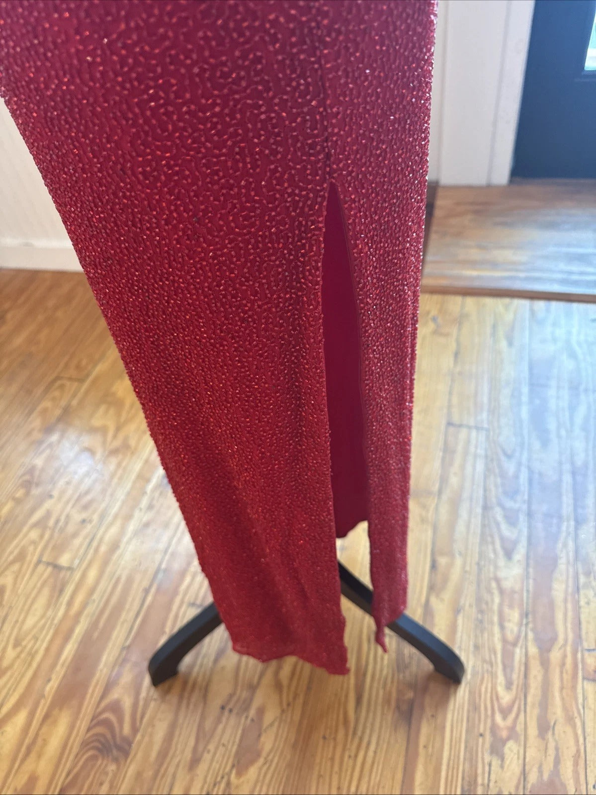 Vintage Sean Collection- Cherry Red Beaded Silk  Gown