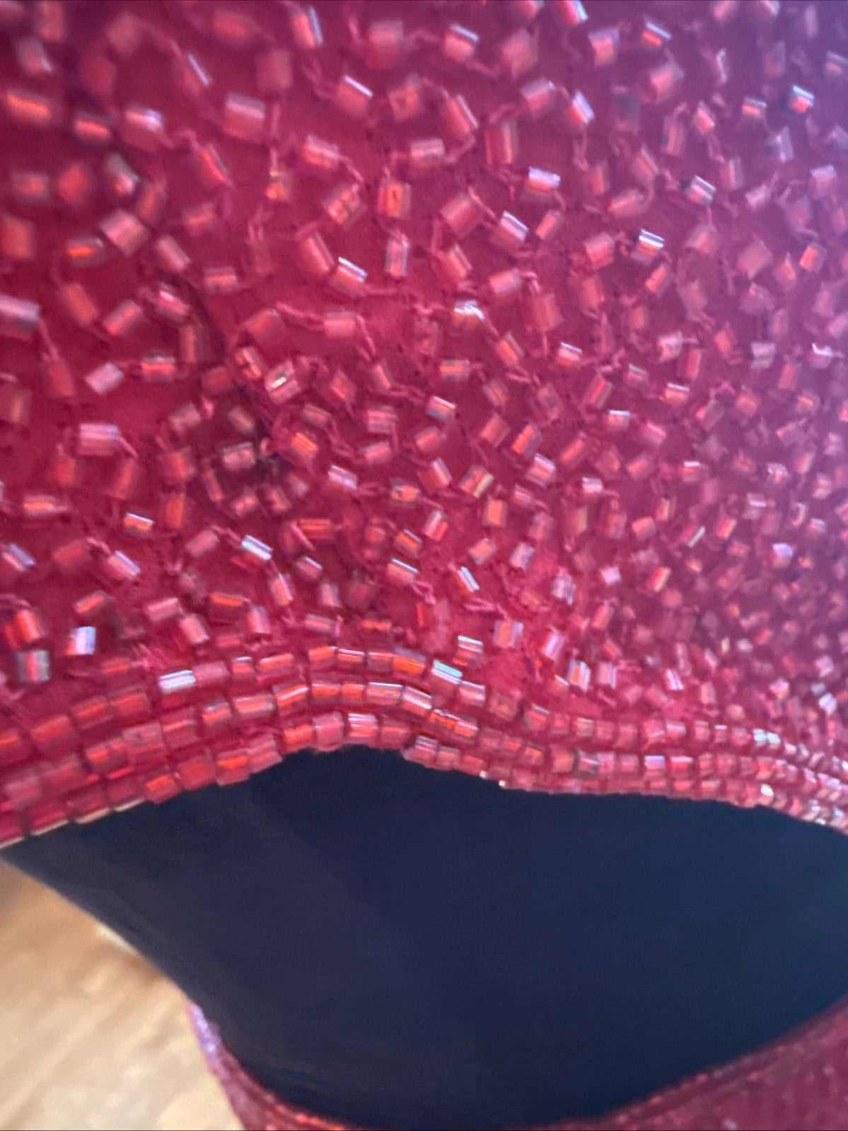 Vintage Sean Collection- Cherry Red Beaded Silk  Gown