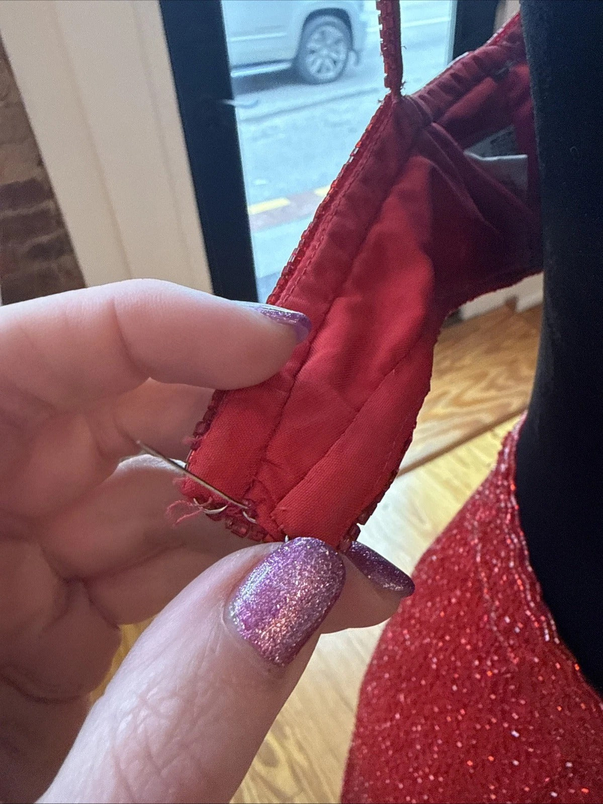 Vintage Sean Collection- Cherry Red Beaded Silk  Gown