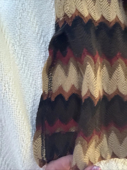 Misook Long Cardigan Jacket | Earth Tone Chevron Knit