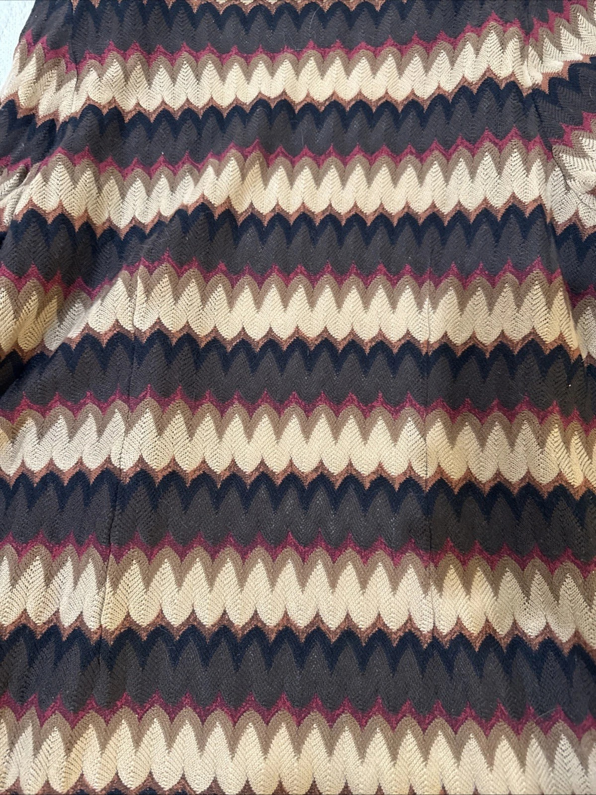 Misook Long Cardigan Jacket | Earth Tone Chevron Knit