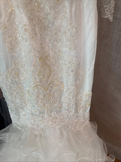 Vintage San-Martin Mermaid Pearl Back Draping Wedding Gown