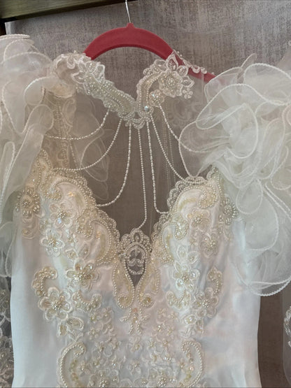 Vintage San-Martin Mermaid Pearl Back Draping Wedding Gown