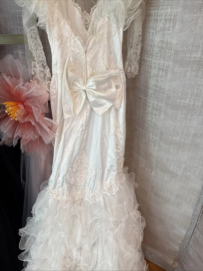 Vintage San-Martin Mermaid Pearl Back Draping Wedding Gown