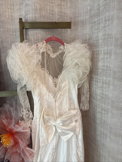 Vintage San-Martin Mermaid Pearl Back Draping Wedding Gown