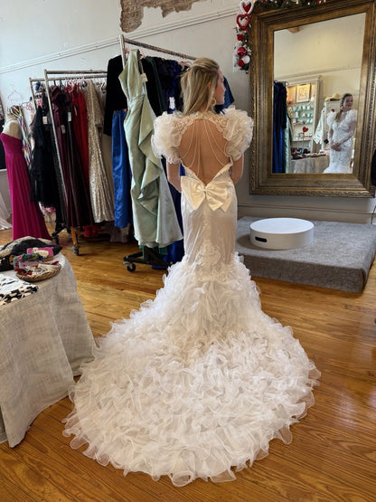 Vintage San-Martin Mermaid Pearl Back Draping Wedding Gown