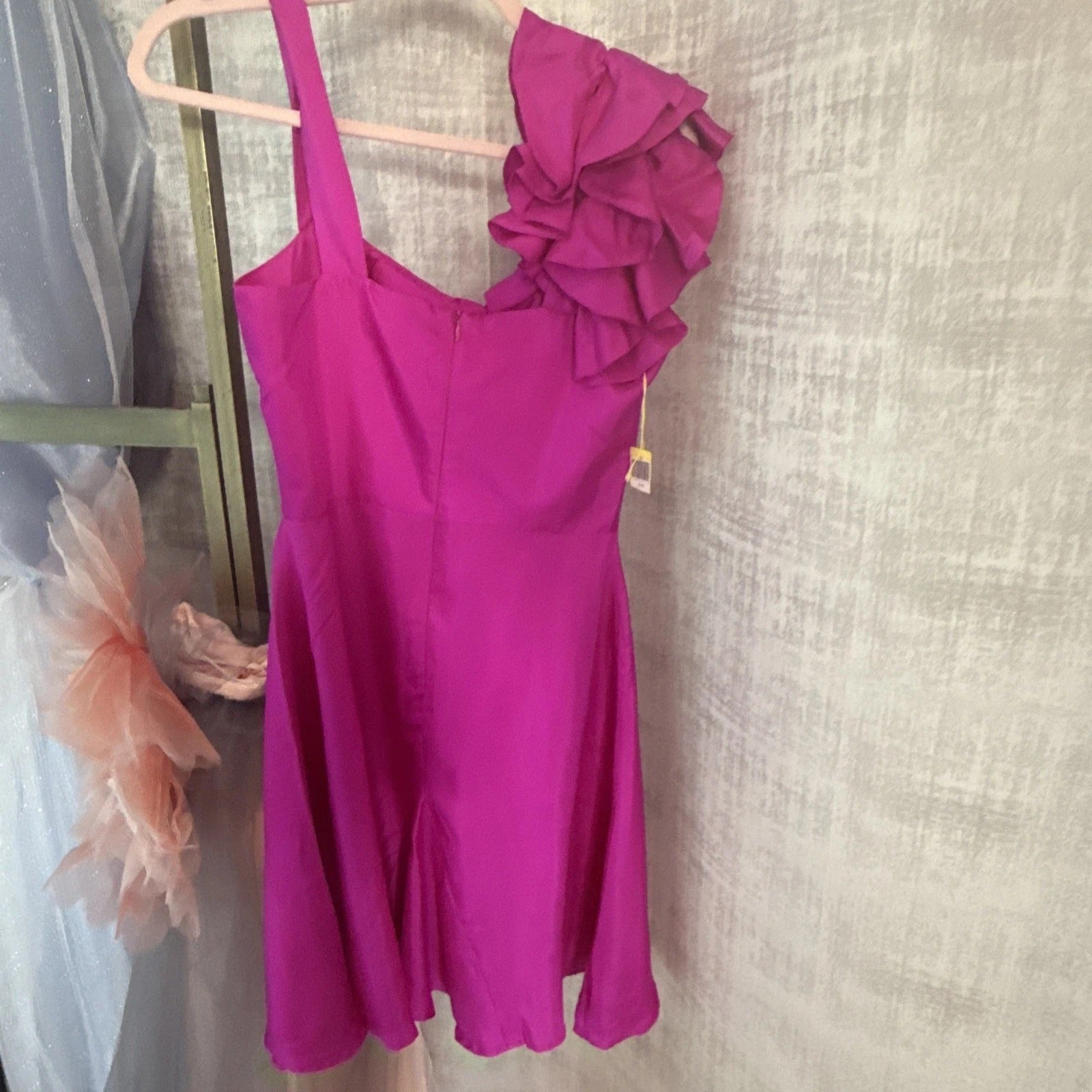 Kirribilla - NWT Pink Silk Ruffle One-Shoulder Cocktail Dress