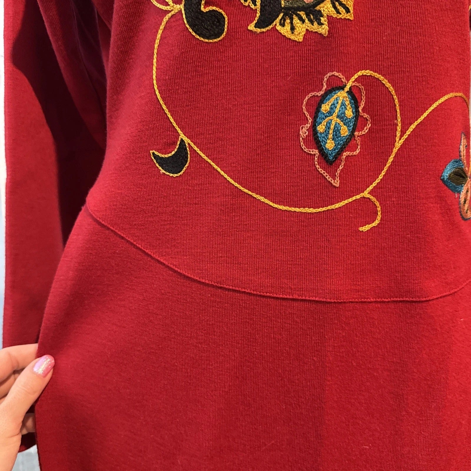 Andrea Jovine - Pure Wool Embroidered Bodycon Red Dress