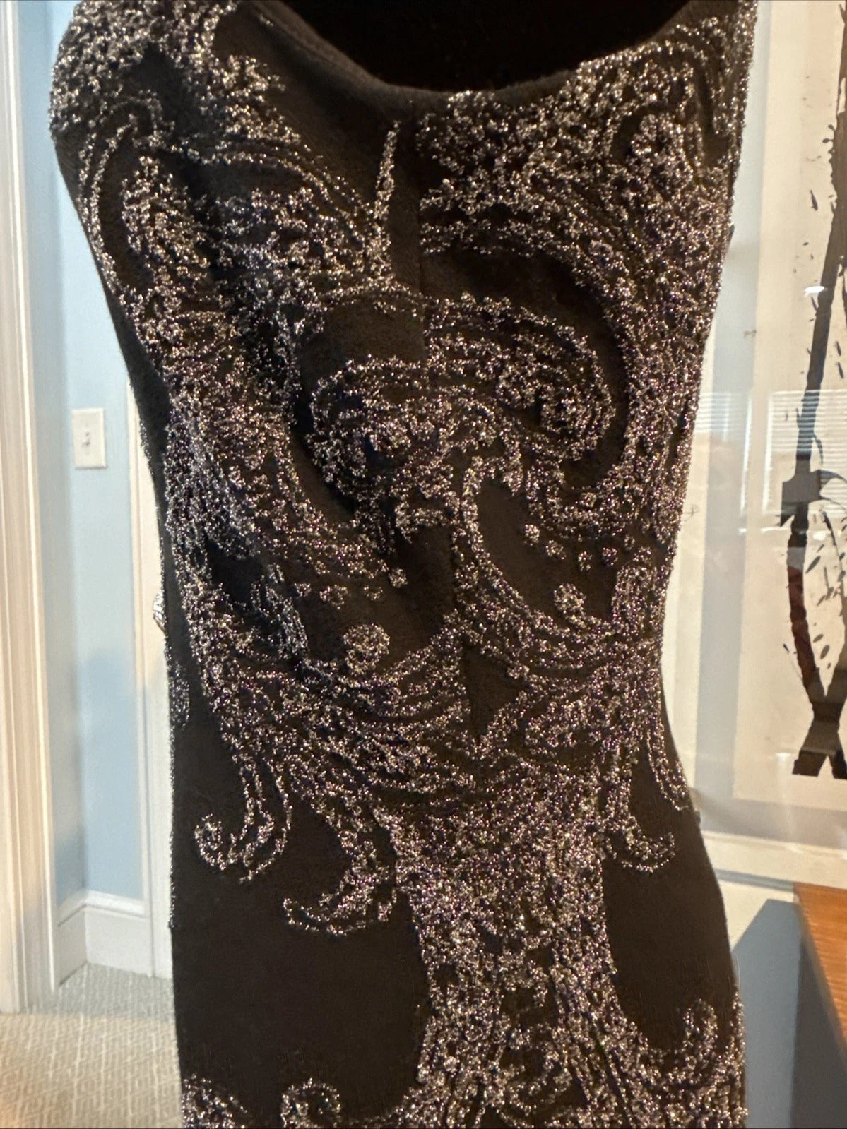 Balmain Paris - Black Metallic Silver Bodycon Dress FR 44