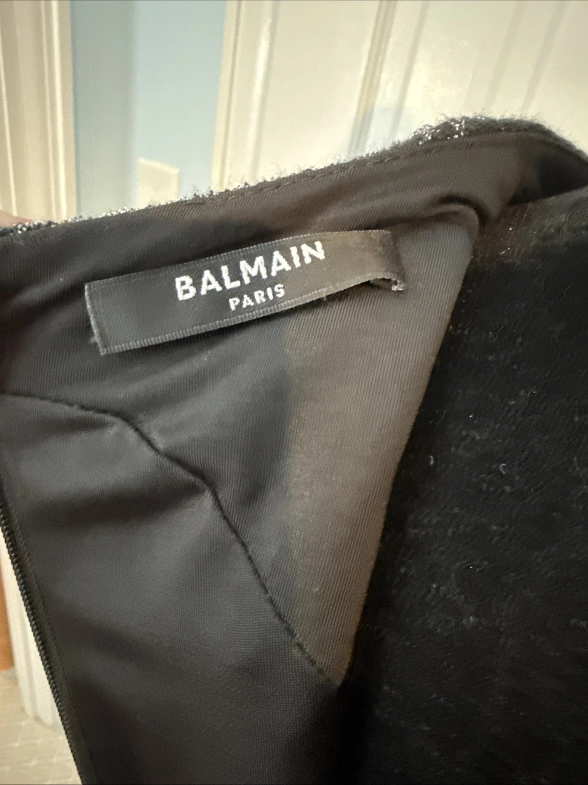 Balmain Paris - Black Metallic Silver Bodycon Dress FR 44
