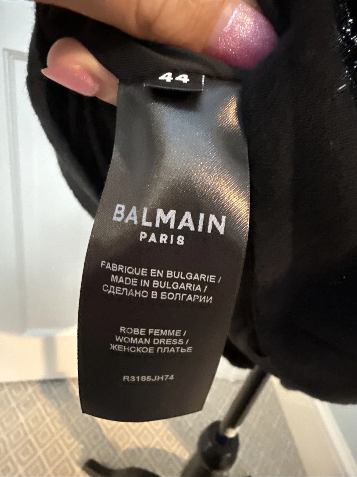 Balmain Paris - Black Metallic Silver Bodycon Dress FR 44