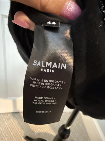 Balmain Paris - Black Metallic Silver Bodycon Dress FR 44
