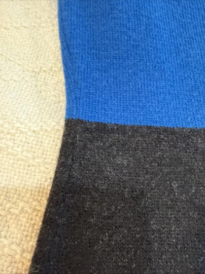 Cremieux - Wool Cashmere Colorblock Knit Shift Dress, Royal Blue + Charcoal Black