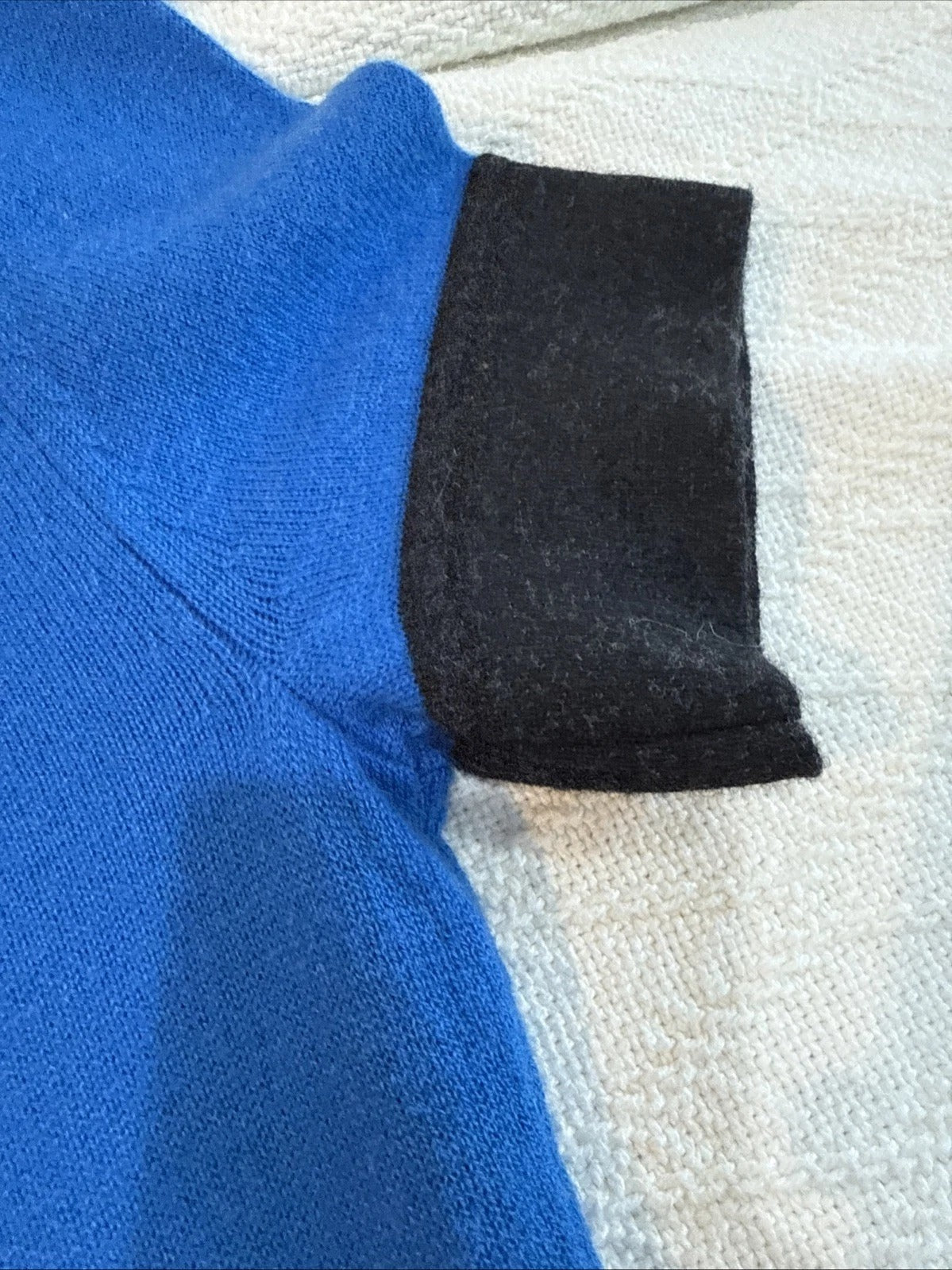 Cremieux - Wool Cashmere Colorblock Knit Shift Dress, Royal Blue + Charcoal Black