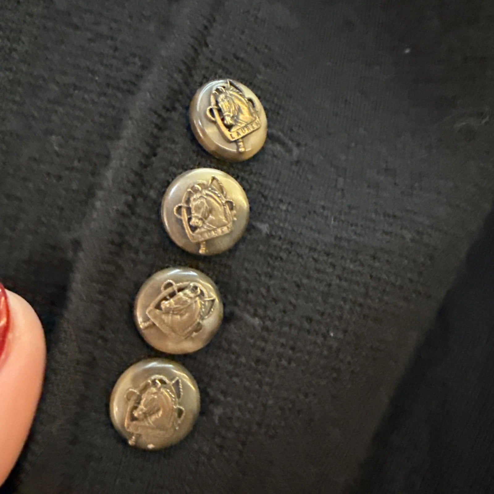Lauren Ralph Lauren - Merino Wool Knit Blazer Black Crest Button