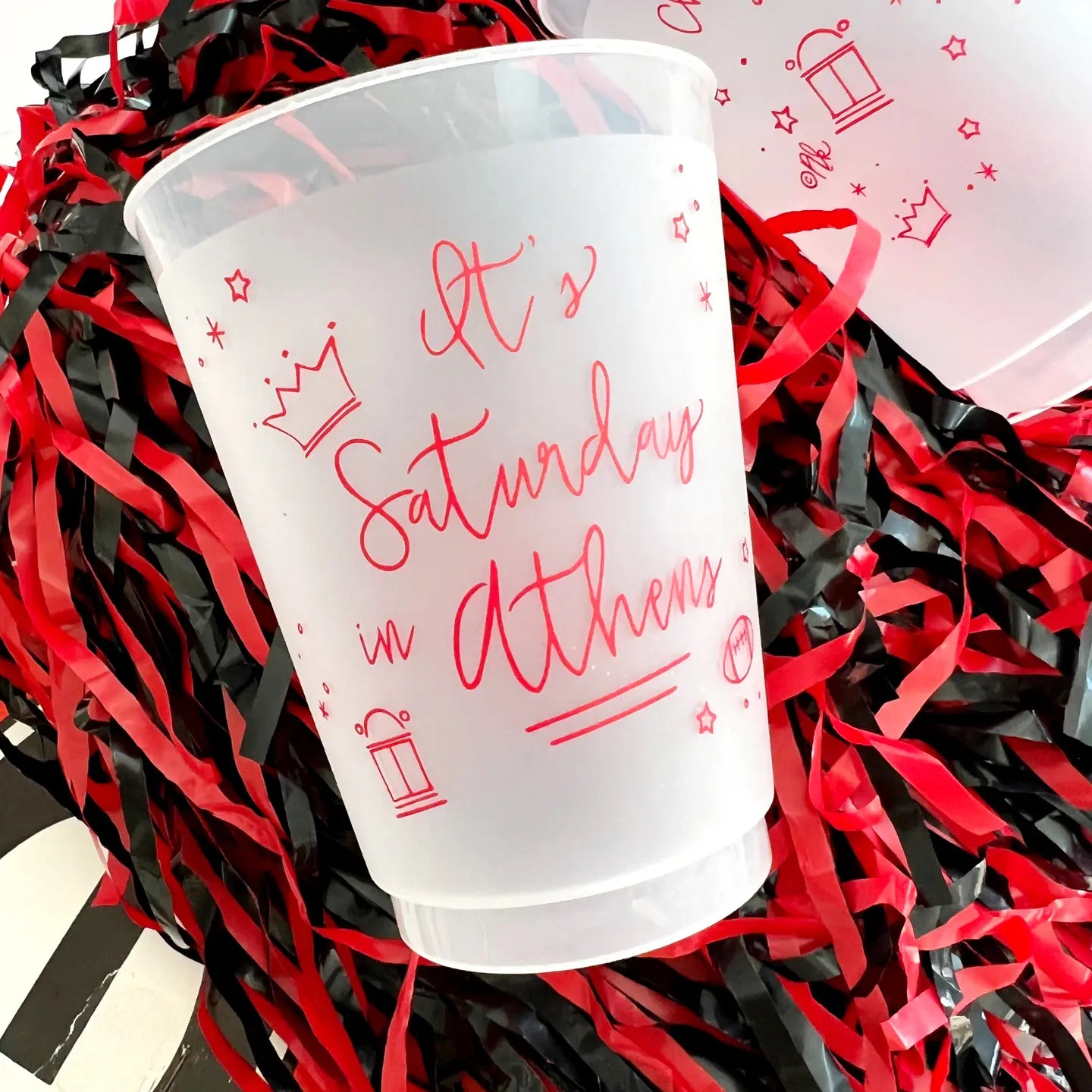 Saturday in Athens Frosted Game Day Cups – Set of 10, 16oz Reusable Tailgate Cups