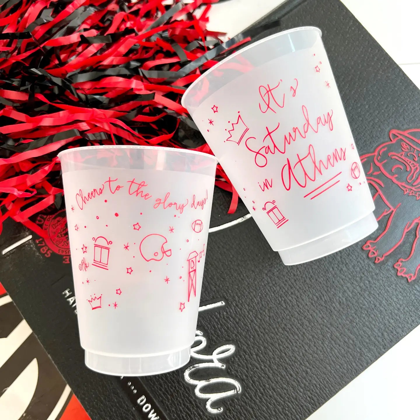 Saturday in Athens Frosted Game Day Cups – Set of 10, 16oz Reusable Tailgate Cups